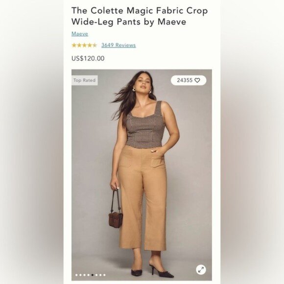 NWT Size 20W -The Colette Magic Fabric Crop Wide-Leg Pants by Maeve (NWT US$120) - Picture 9 of 16